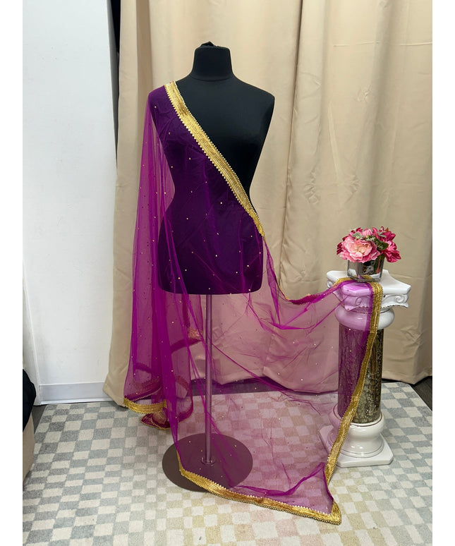 Rani pink / dark pink net duppata