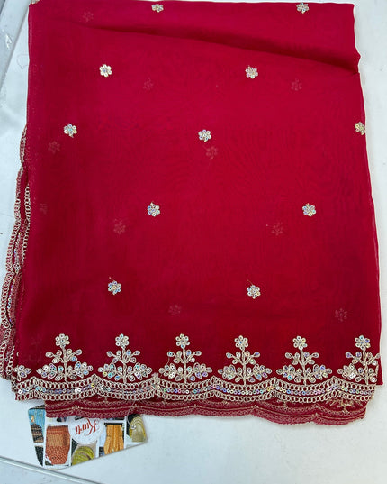 Dark pink tissue duppata