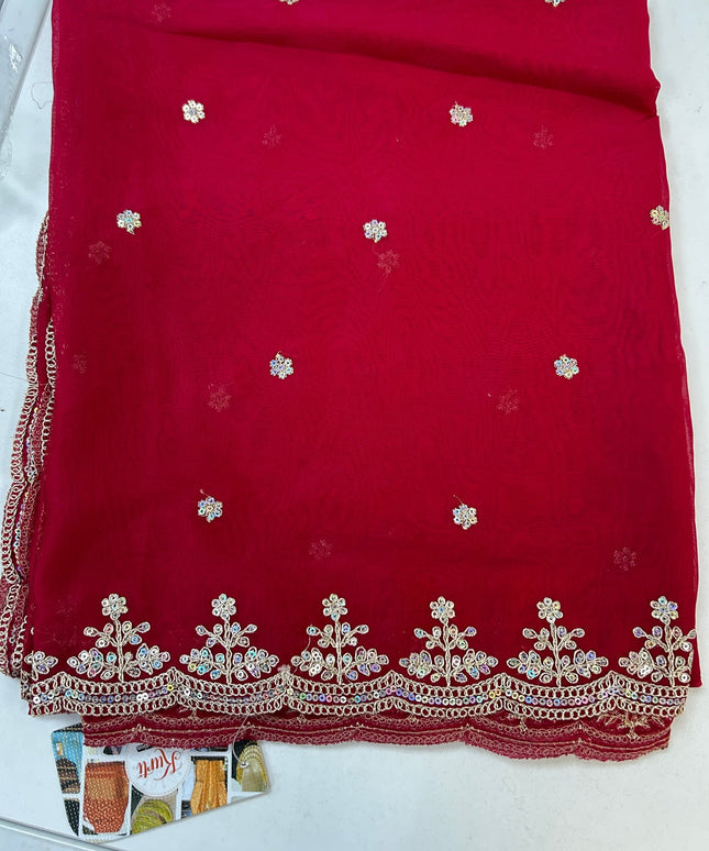Dark pink tissue duppata