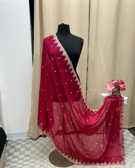 Dark pink tissue duppata