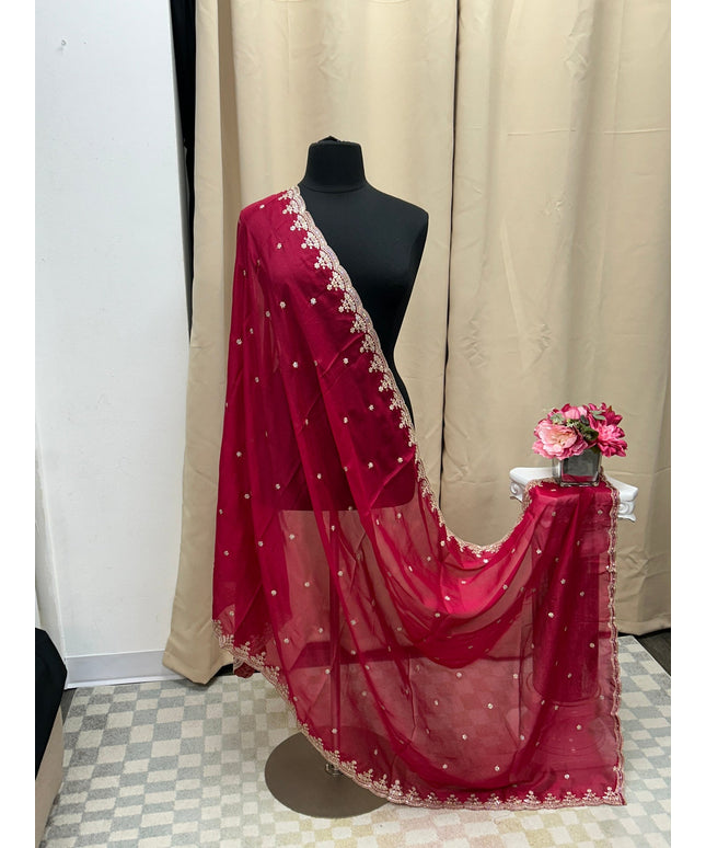 Dark pink tissue duppata