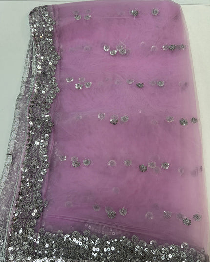 Lilac silver sequin work