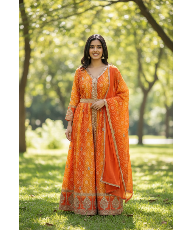 Bandhani long dress / Anarkali