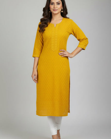 Yellow Chikankari kurti
