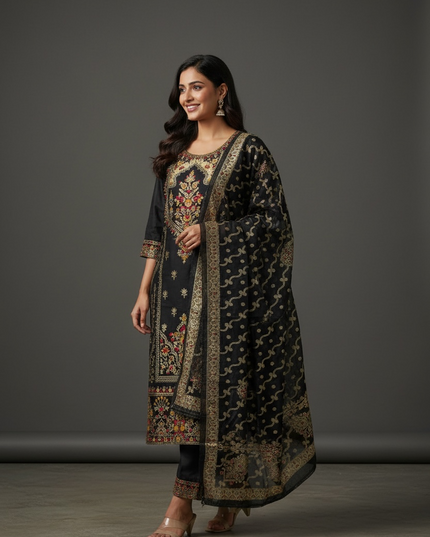 Black banarasi salwar suit set