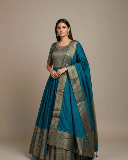 Silk long kurti set : Anarkali
