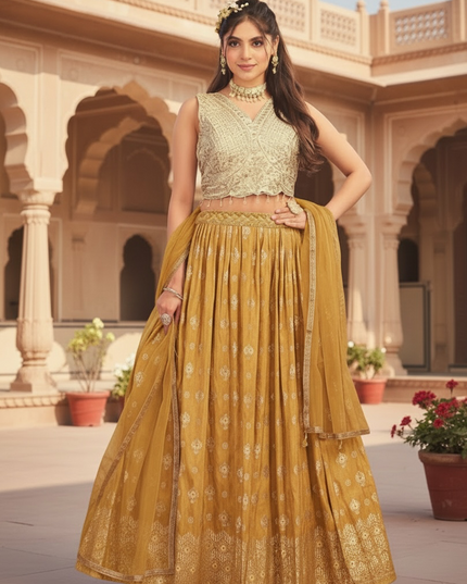 Yellow : banarasi Lehenga set