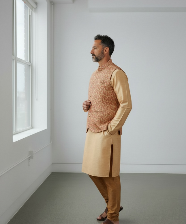 Cotton silk jacket set