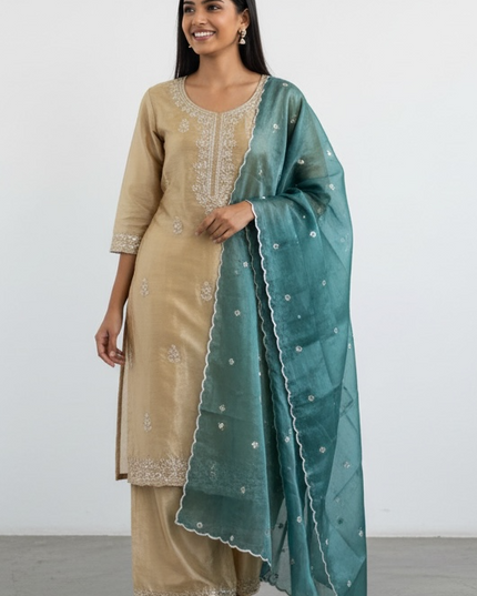 Tissue silk Kurti Plazzo set