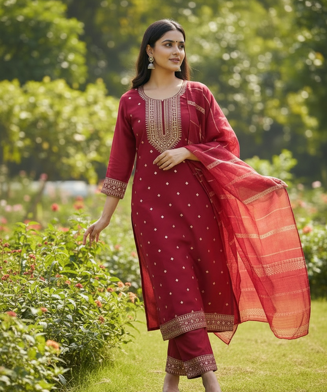 Crape silk Kurti set / salwar suit