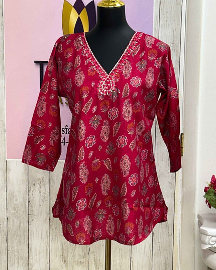 Linen silk short kurti