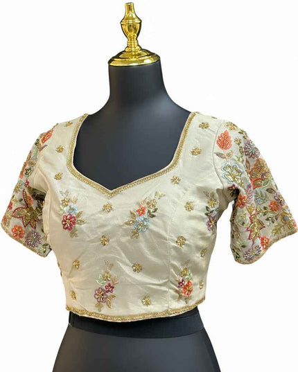 Tissue silk blouse with embroidery work