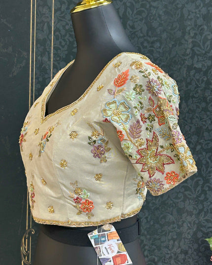 Tissue silk blouse with embroidery work