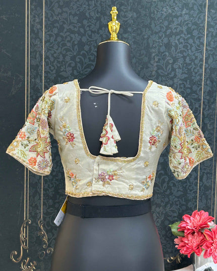 Tissue silk blouse with embroidery work