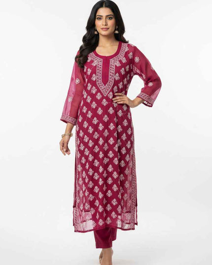 Chiffon Chikankari kurti