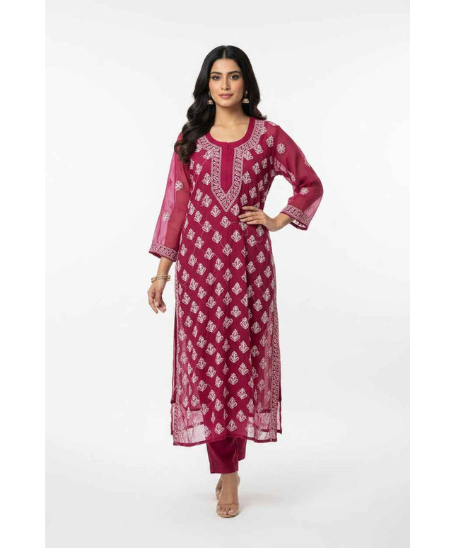 Chiffon Chikankari kurti