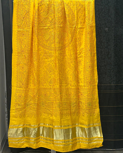 Yellow gajji silk dupatta