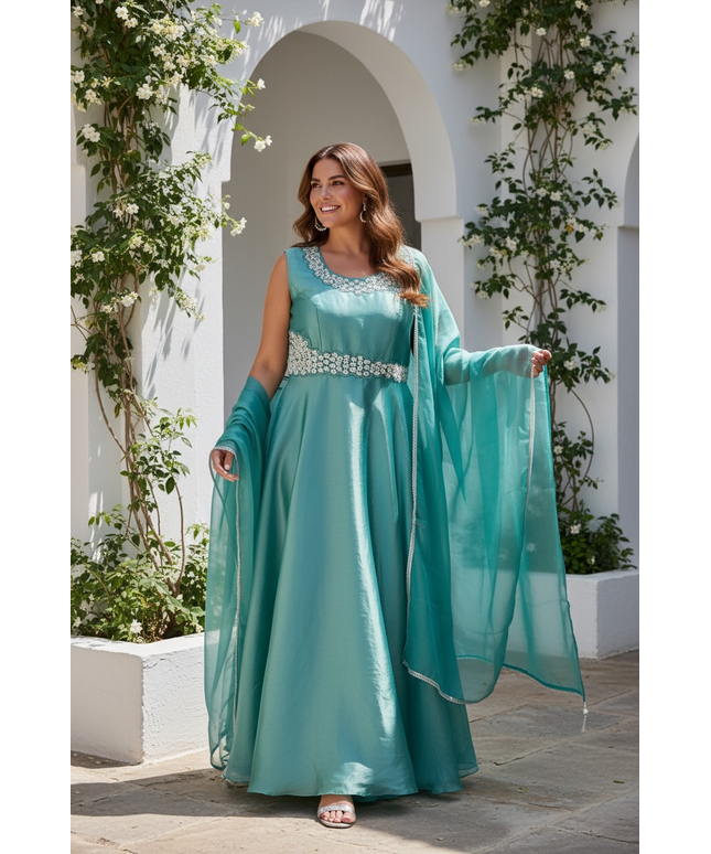 Tissue silk long dress : plus size
