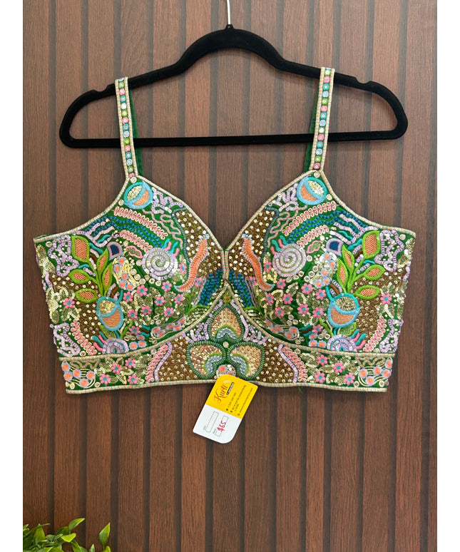 Embroidered sleeveless blouse - Kurti Connection USA