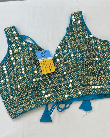Teal blue mirror blouse