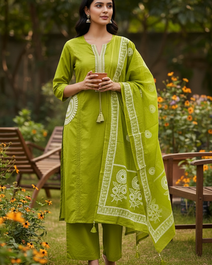 Dhabu cotton Kurti pant set