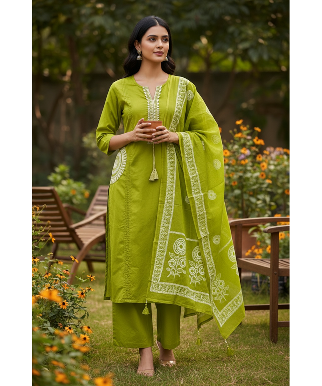 Dhabu cotton Kurti pant set