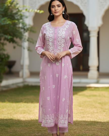 Cotton chikankari kurti (pant not included)