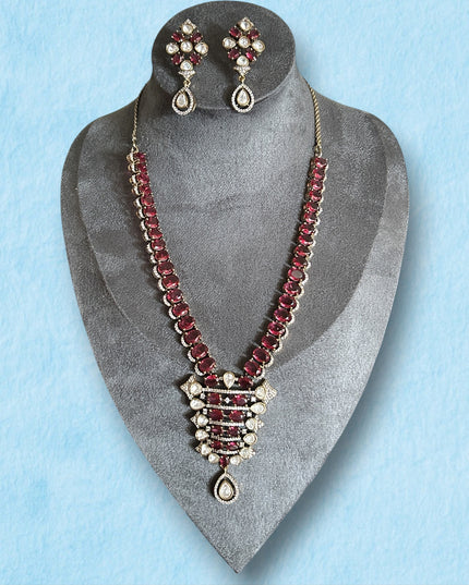 Ruby Red Kundan Necklace Set with Earrings | Indian Bridal Jewelry | Traditional Ethnic Wedding Jewelry | Bollywood Style