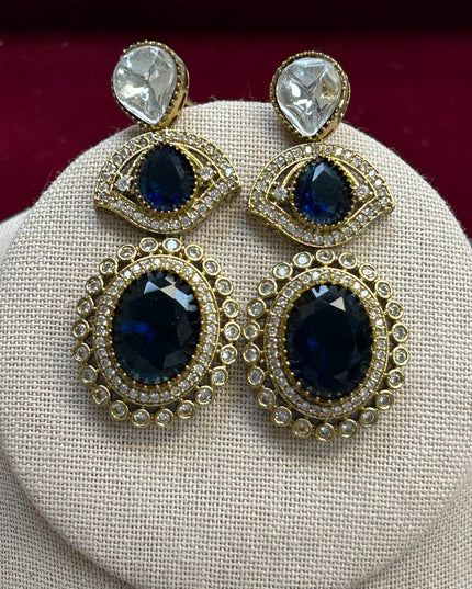 Antique polish earrings : Blue