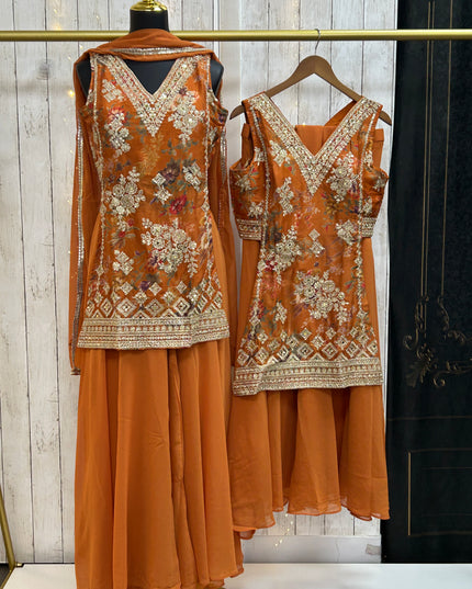 Indo western sharara set for Haldi mehandi function