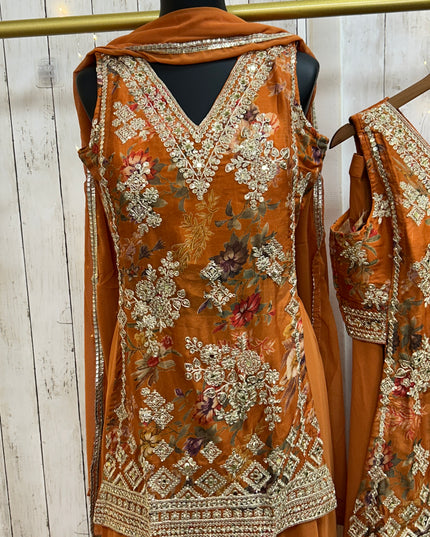 Indo western sharara set for Haldi mehandi function
