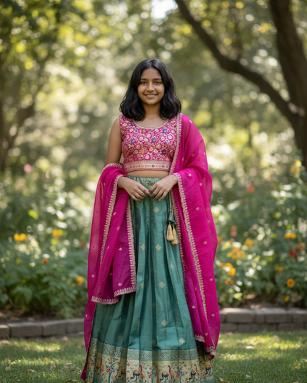 Pattu lehenga for young girls
