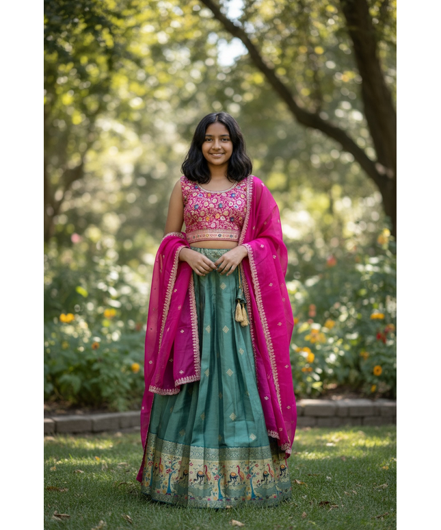 Pattu lehenga for young girls