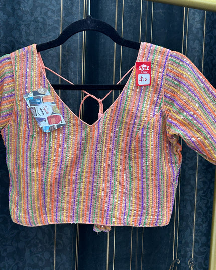 Sequin blouse : peach color