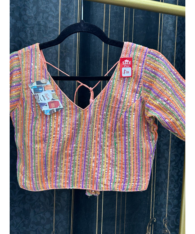 Sequin blouse : peach color