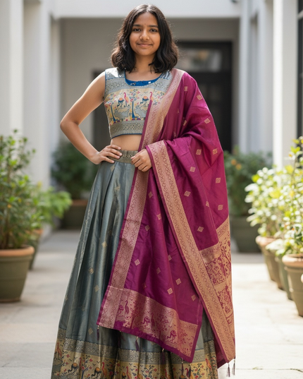 Pattu lehenga for girls