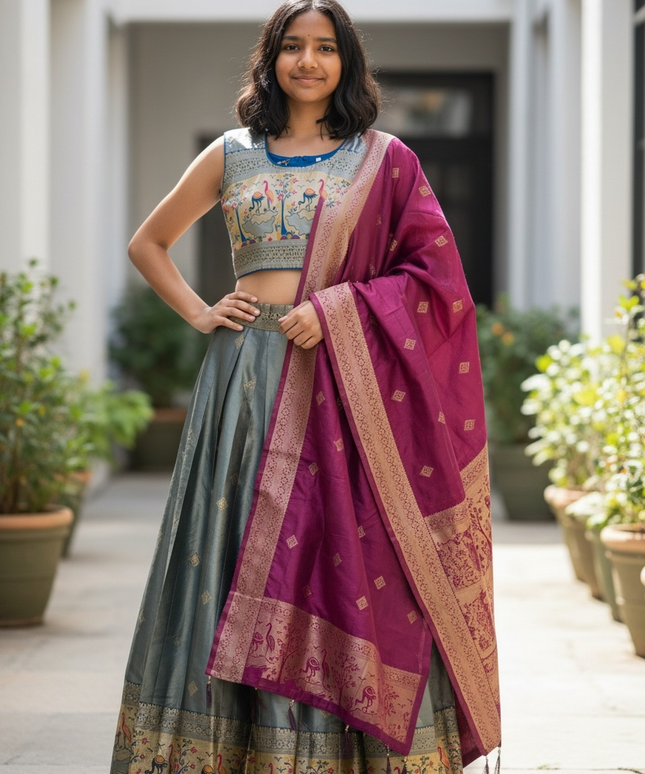 Pattu lehenga for girls