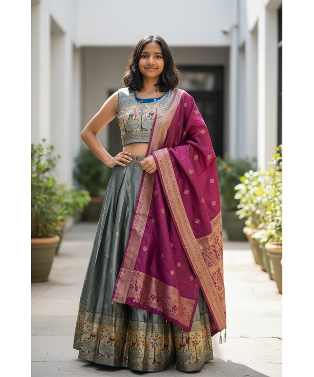 Pattu lehenga for girls