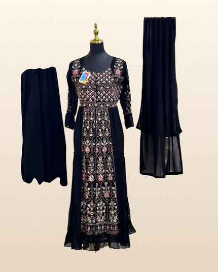 Black party wear Kurti set : perfect for wedding reception