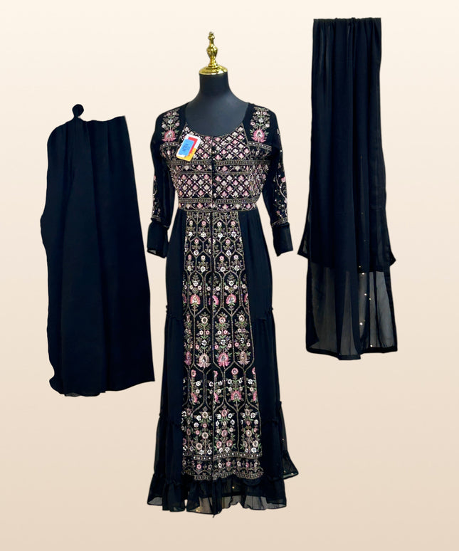 Black party wear Kurti set : perfect for wedding reception