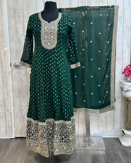 Emerald green Anarkali suit : for wedding guests