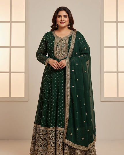 Emerald green Anarkali suit : for wedding guests