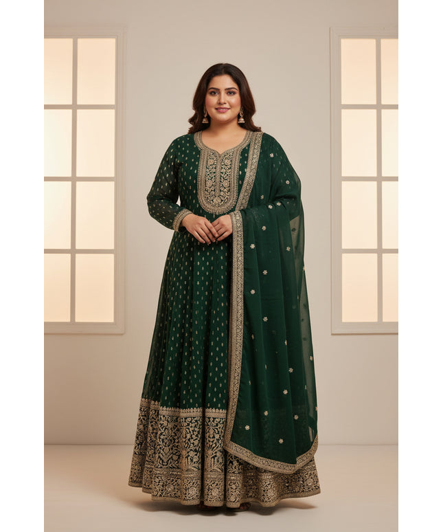 Emerald green Anarkali suit : for wedding guests