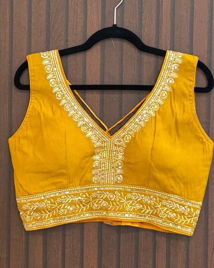 Mustard yellow blouse by Kurti Connection USA