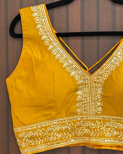 Mustard yellow blouse by Kurti Connection USA