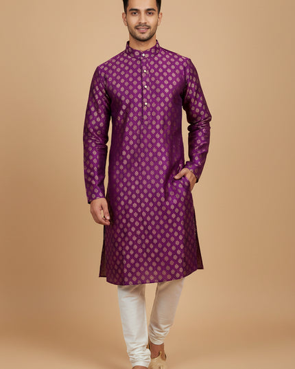 Dark pink kurta pajama set for men
