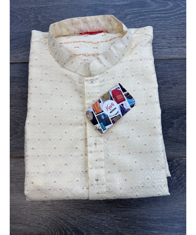 Silk kurta pajama set : off white