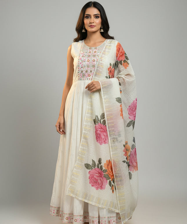 Off white Anarkali Kurti set