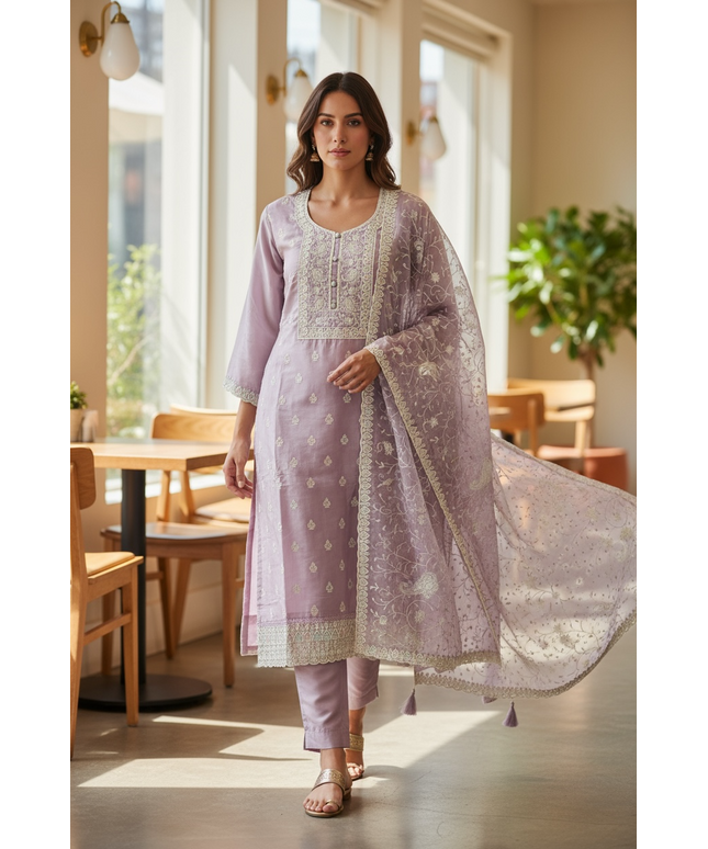 Light purple salwar set by Kurti Connection USA