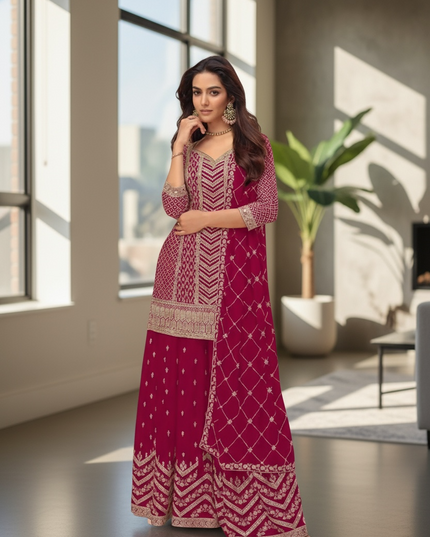 Chinon silk sharara suit by Kurti Connection USA